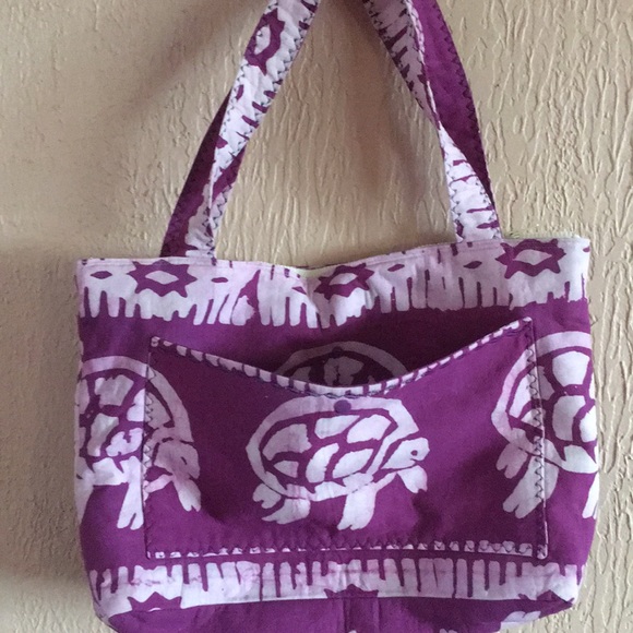 Handmade Batik Purse " Purple Turtle" - Picture 3 of 3